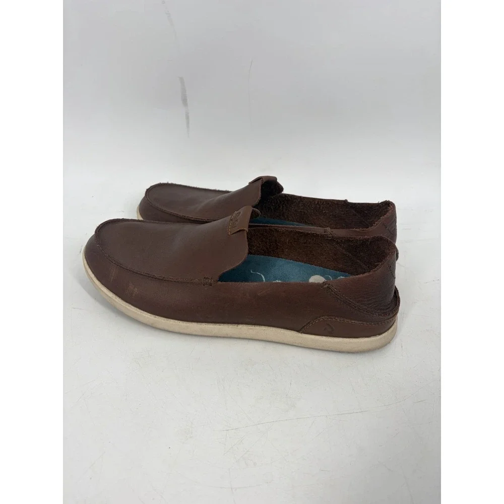 Olukai Nalukai Leather Mens Shoes Size 9.5 Slip On Drop In Casual Brown